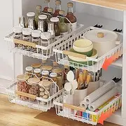 2Pack Pull Out Cabinet Organizer, Slide Out Organizer for Kitchen, Pull Out Drawers for Cabinets, Roll Out Shelf Storage Kitchen for Cabinet Organization, Pantry, Bathroom