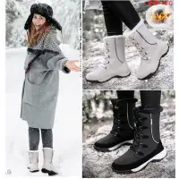 在飛比找Yahoo!奇摩拍賣優惠-日本代購 雪靴 女加絨保暖雪地靴男女冬季中高筒靴子戶外防滑防