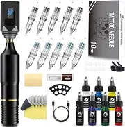 Professional Body Art Machine Set Rotary Motor Body Art Pen Power Supply Pedal Pigment Practice Skin Full Set Body Art Tools for Artists