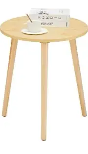 Small Round Side Table, Modern Light Wood Side Table Bedside 1 All Natural