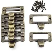 Antique Label Holder Pull Handle, 10-Pack Vintage Bronze Zinc Alloy Tag Frame Pull Handles Name Card Slots for Drawer Cabinet Shelf Dresser Toolcase
