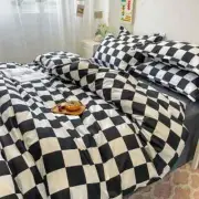 Black White Checkered Duvet Quilt Donna Cover Set Pillowcase S D Q