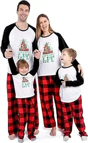 [Onancehim] Matching Christmas Pajamas Set for Family , Funny Let's Get Lit Printed Pjs Holiday Sleepwear for Women Men Kids Boys Girls