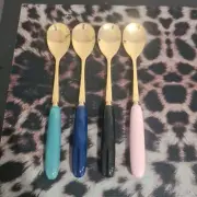 Brand New Ashdene Parisienne Gold Plated 16cm Coloured Teaspoons Set of 4