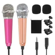 2Pcs Tiny Microphone with Sponge Cover, Holder and Drawstring Bag(Rose Red/Gold)