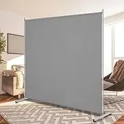 RANTILA Single Large Panel Room Divider, Privacy Screen for Office, Partition Separators, Freestanding Divider 71''Wx71''H, Grey, (SL29005GR-RT)