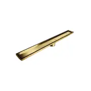 Radiant Tile Insert Linear Shower Grate - 100mm width - Brushed Gold - 600mm (74mm Outlet)