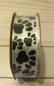 NEW Offray Made USA Paw Print Dog Cat Paws Ribbon 7/8" x 9 Feet Polyester Roll