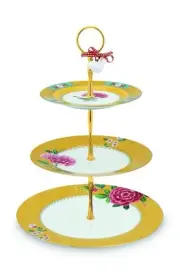 PIP Studio Blushing Birds 3-Layer Cake Stand (Yellow) 17-21-26.5cm