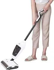 Cordless Vacuum Mop, Powerful Suction Wet Dry Floor Cleaner Dual Rollers 2 Speed Design Automatic Disk Long Lasting Battery for Hard Floors and Carpets