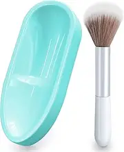 French Tip Dip Nail Powder Tray System with Dust Cleaning Brush, Unibouti Easy Short Extended Nails Smile Line Mold, Nail Art Accessories Manicure Tool, ABS Unbending, Green