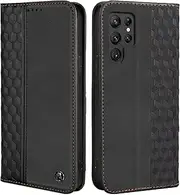 [CXTcase] Case for Samsung Galaxy S22 Ultra 5G, Shockproof PU Leather Flip Folio Cover with Card Slots, Magnetic Wallet Case for Samsung Galaxy S22 Ultra 5G, Black