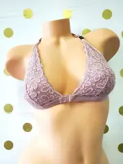 Victoria's Secret Front-close Cage Back Bralette Lilac Daisy Lace XS NWT