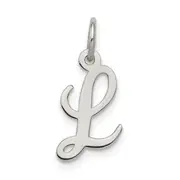 Sterling Silver Rhodium-Plated Script Letter L Initial Charm