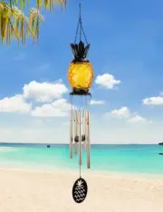Solar Wind Chime Pineapple Solar LED Light Tropical Windchimes Decorative Hangin