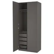 PAX / FORSAND wardrobe combination, dark grey/dark grey, 100x60x236 cm