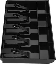Lwuey Cash Drawer Insert, 5 Grids Cash Register Trays Coin Storage Money Box Cashier Portable Currency Replacement Storages Case Removable Plastic Clip Suitable for Supermarkets Shops Hotels(Black)