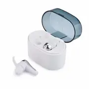 [True Wirelss] QY1 TWS 5.0 Dual bluetooth Earphone Stereo English Prompt Headphone with Charging Box WHITESILVER COLOR