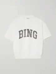 [Anine Bing] Anine Bing - Jay Printed Cotton-jersey Sweatshirt - Off-white - small small Off-white