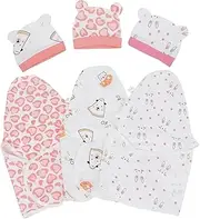 GETAJGHSD 3Sets Unisex Swaddle Sleep Sacks with Hats Soft Cotton Newborn Wraps for Comfortable Sleep Nursery Use Photography Props