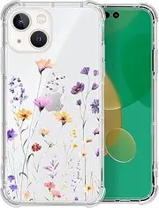 Yuning419 Compatible with iPhone 13 Mini Case,Fresh Flower Clear Case for iPhone 13 Mini,Soft TPU Transparent Case Shockproof Protective Cover for iPhone 13 Mini