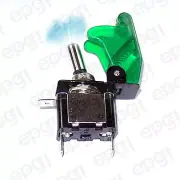 ON/OFF SPST 3P BLUE ILLUMINATED TOGGLE SWITCH w/TRANS GREEN COVER #662051/665020