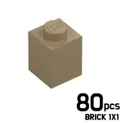 LEGO Lot of 80 BRICK 1X1 DARK TAN COLOR 6001824 3005