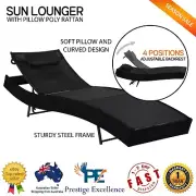 Sun Lounger Outdoor Furniture Day Bed PE Rattan Lounge Sofa Patio Pool Black NEW