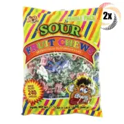 2x Bags Alberts Sour Fruit Chews Assorted Flavors | 240 Candies Per Bag