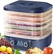Electric Food Dehydrator – 5 Tray Fruit & Meat Dryer with Adjustable Temperature& Timer, Automatic Drying Machine with Removable Trays for Vegetables, Beef Jerky & Snacks
