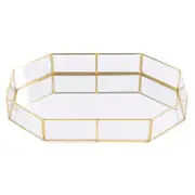 Glass Storage Tray Gold Tray Simple Jewelry Cosmetics Desktop Storage Box Retro Tea Tray