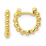 Sterling Silver Gold-Tone Polished Beaded Hoop Earrings