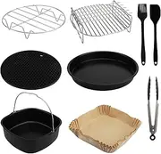 [Atliberswo] Pack of 9 Hot Air Fryer Accessories for Cosori Turboblaze 5.5L/6L/6.2L/6.4L, 22 cm Airfryer Accessories for Philips Airfryer XXL 7.2L, 8.3L, for Tefal 6.5L, Cecotec 6L, Klamer 8.5L