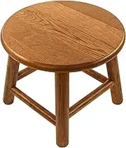 CONSDAN Kids Stool - USA Grown Oak, Plant Stand, Handcrafted Solid Wood, 9" Low Round Step Stool, Wooden for Kids, Small Short, Shoe Changing (Chocolate)
