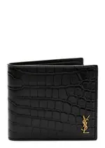 Saint Laurent Crocodile-effect Leather Wallet - Black ONE SIZE