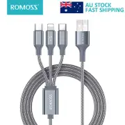ROMOSS 3 in 1 Multi Charging Cable, 1m Universal USB C/Micro USB/Lighting Cable