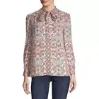 $328 NWT Tory Burch Kia Bow Blouse Silk Button Shirt Hicks Garden Top sz 2
