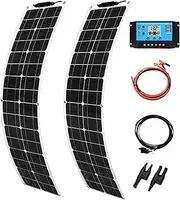 High-Efficiency Monocrystalline PV Module Power Charger,Flexible Solar Panel Kit for 12V/24V Battery RV Marine Boat and Other Off-Grid Applications 2-Pack