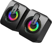 COHEALI 1Pair Wired Gaming Speakers with USB Connection RGB Ambient Light Omnidirectional Sound Heavy Bass Subwoofer for Laptop Computer and Tablet Use