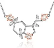 Moon Mushroom/Happiness Serotonin Molecule/Tree of Life/Flower Necklace for Women Moss Agate Magical Red Mushroom Jewelry Sterling Silver Moon Necklace Moon Phase Necklace Mushroom Gifts for Women