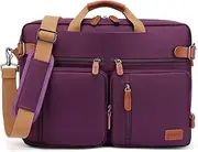 CoolBELL Laptop Convertible Backpack Messenger Bag Shoulder Bag Laptop Case Handbag Business Briefcase Multi-Functional Travel Rucksack Fits 17.3 Inch Laptop for Women Girls (Purple)
