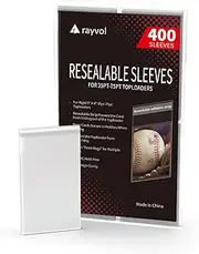 Rayvol Top Loader Sleeves - Resealable Team Bags for 35-75PT Rigid Toploaders and Semi Rigid Card Holders (400pcs)