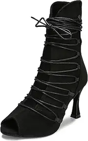 [YYTing] Ballroom Dance Shoes Women Boots Latin Salsa Pole Professional Dancer 3.5 inch Heel YT329