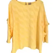 Chico's Top Women's Size 4 Lemon Chiffon Ruffle Sleeve Popover Burnout NWT