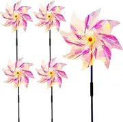 Pack of 5 Windmill Pigeon Repellent Windmill Bird Repellent Colourful Wind Turbines Pigeon Repellent Balcony Bird Deterrent Windmill Bird Repellent Reflective Windmill for Protect Garden, Orchard