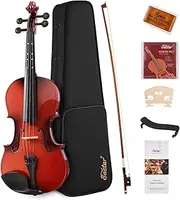 [Eastar] 1/2 Violin Set for Beginners, Half Size Fiddle with Hard Case, Rosin, Shoulder Rest, Bow, and Extra Strings (Imprinted Finger Guide on Fingerboard), EVA-2