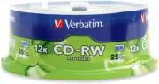 Verbatim CD-RW 700MB 2X-12X Rewritable Media Disc - 25 Pack 25pk Spindle