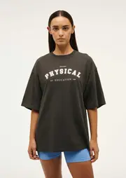 PHYSICAL OVERSIZED TEE IN WASHED BLACK, 2XS