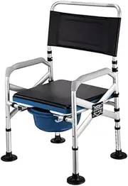 Foldable Commode/Shower Chair Folding Bedside Commodes Chair,Portable Toilet Chair,Height-Adjustable Shower Chair,Comfortable Removable Toilet Chair,Load 300Kg Toilet Alternative Chair (Color : A)