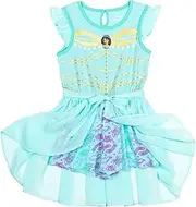 [Disney] Princess Jasmine Little Girls Metallic Print Romper With Skirt Overlay 6